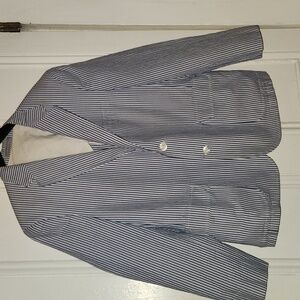 Men's Blue Striped Seersucker Blazer